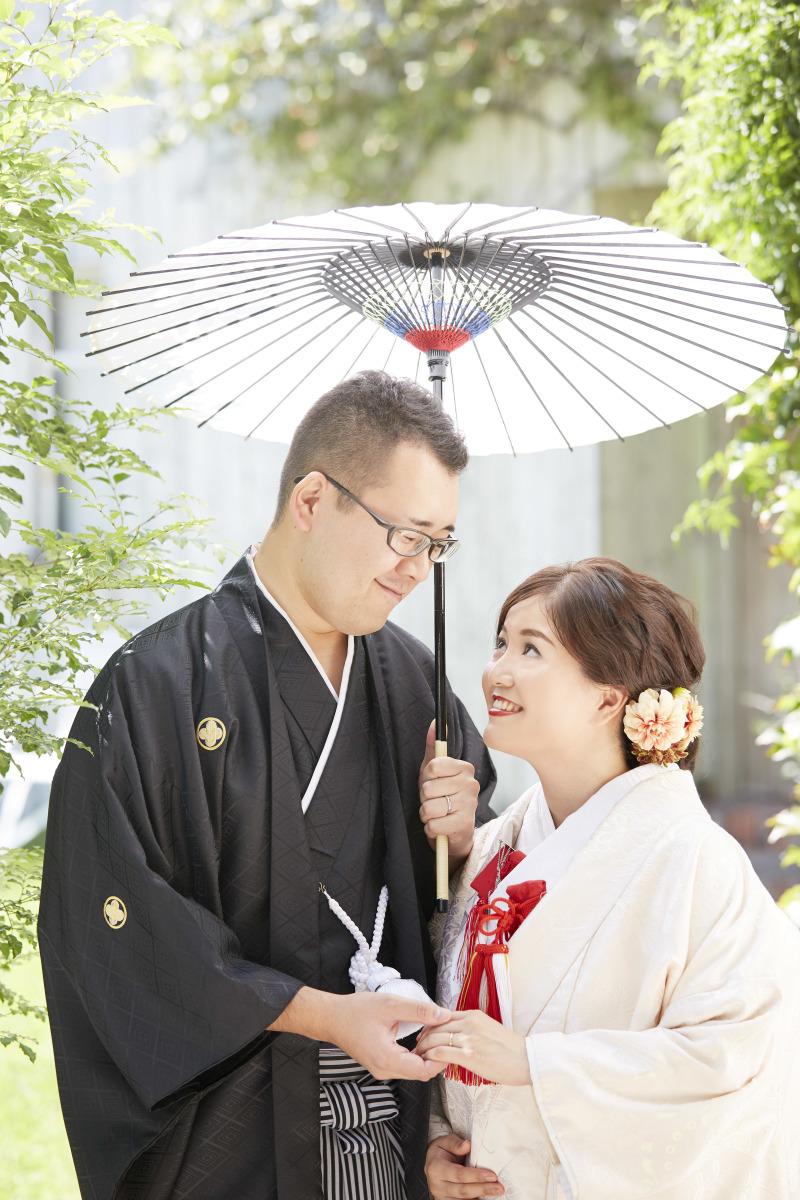 和装でお庭撮影♪