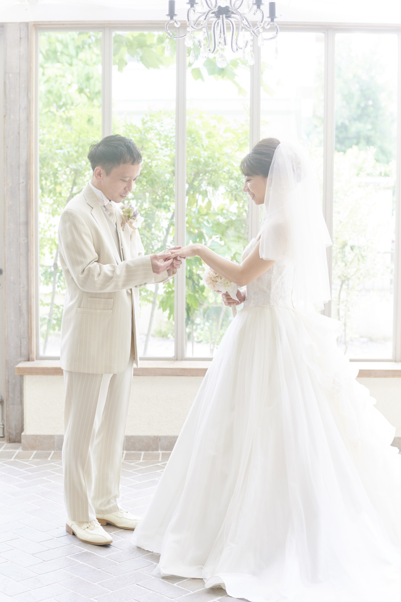 定番の指輪交換シーン♡