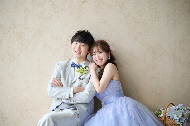 2着目の洋装はブルーのドレスで♪