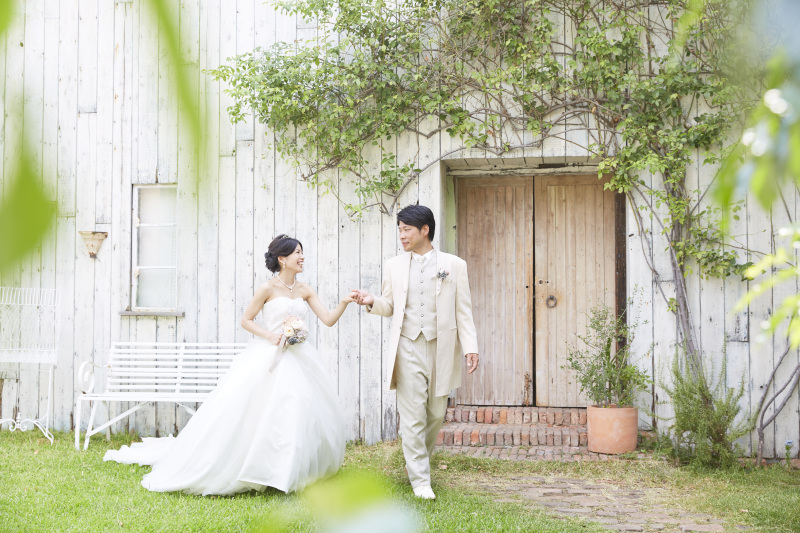 お庭での爽やかなショット