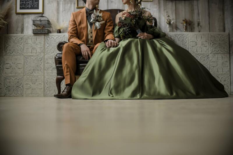 オレンジタキシード×グレーンドレス