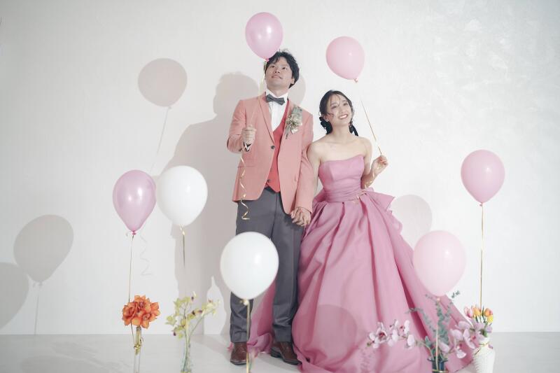 風船に囲まれて