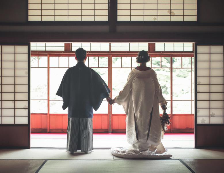 午後から日本庭園にて和装撮影