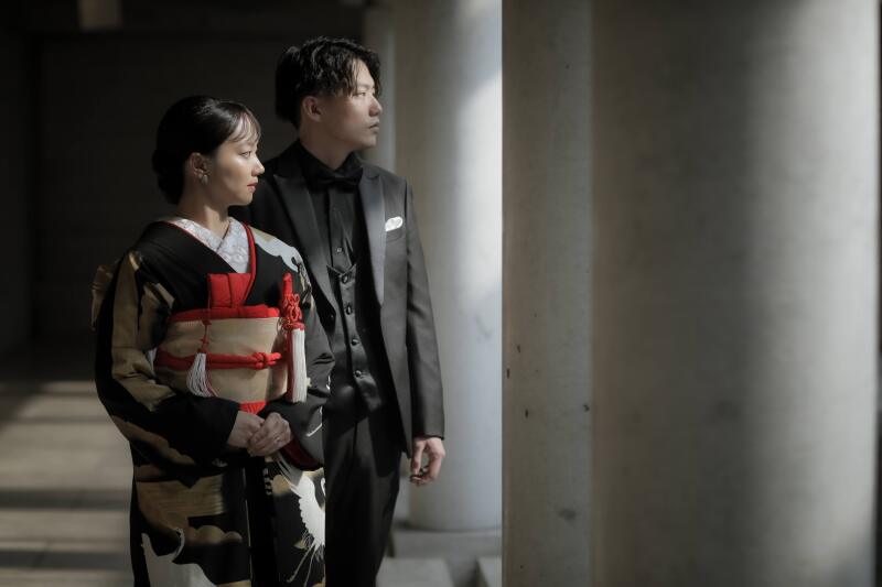 引振袖 × タキシード × 美術館