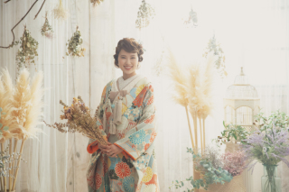 和装でスタジオ撮影