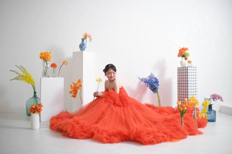 もふもふオレンジドレス