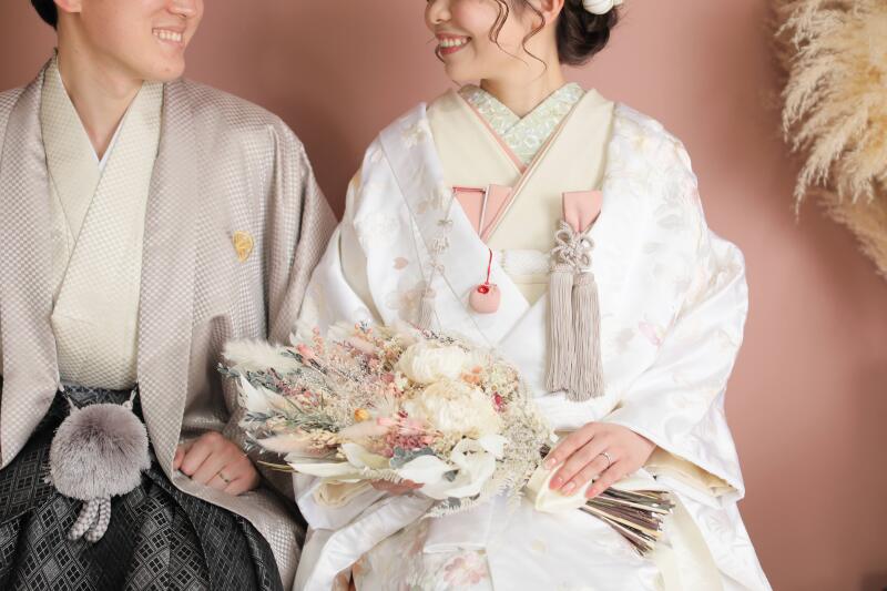 白無垢×ピンクコーデ
