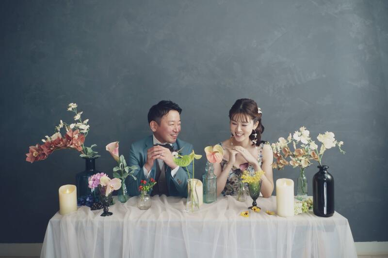 スタジオでカラードレス撮影