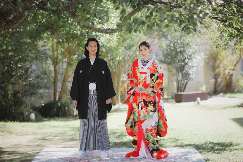 ガーデンでの和装姿も素敵！