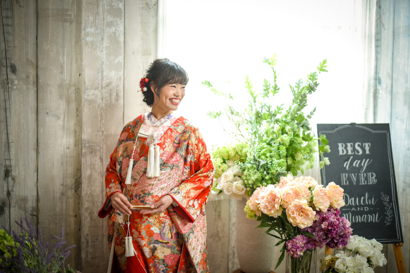 スタジオで和装撮影