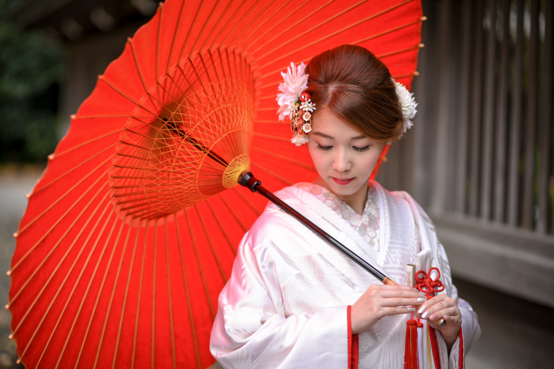 白無垢は神社で撮影