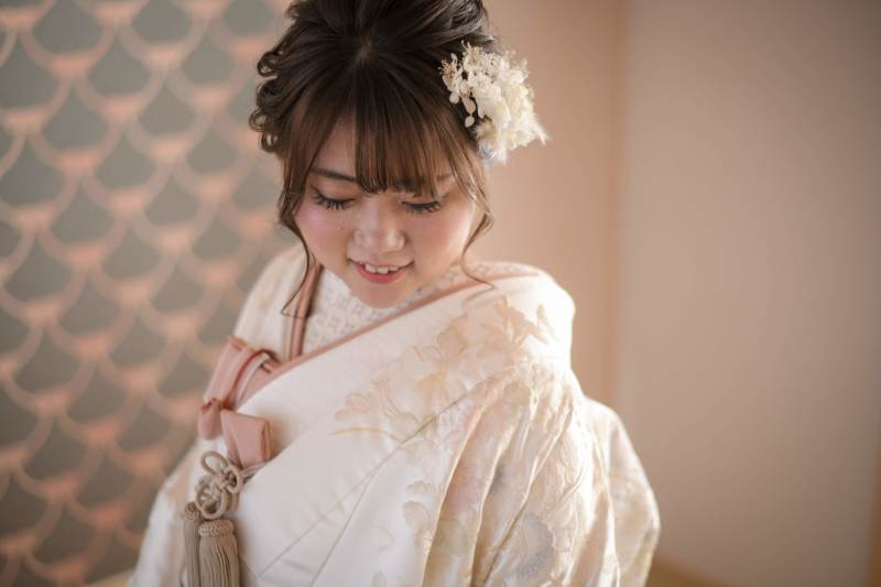 白無垢にニュアンスピンクをコーディネイト♥