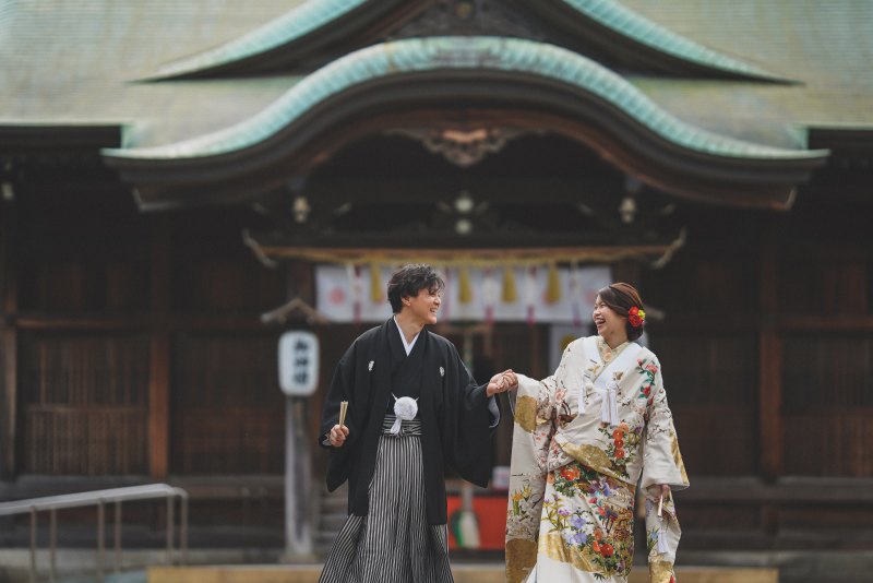 神社で撮影スタート!