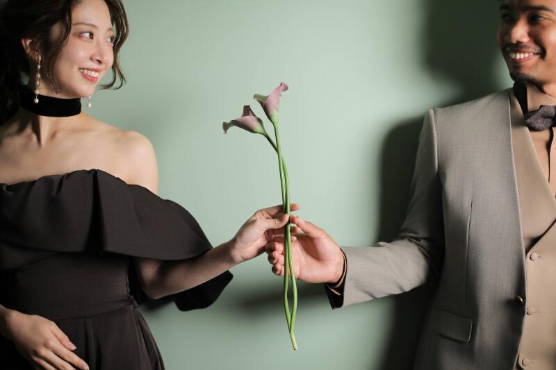 グリーン背景&times;ブラウン