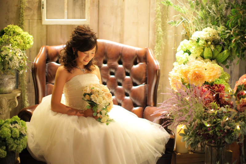 ウェディングドレスで撮影開始！