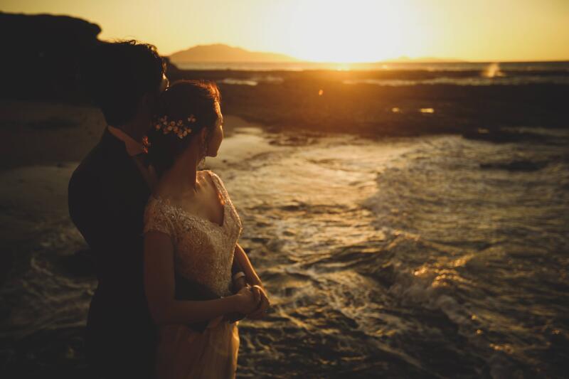 海外っぽい!夕焼け×海フォト