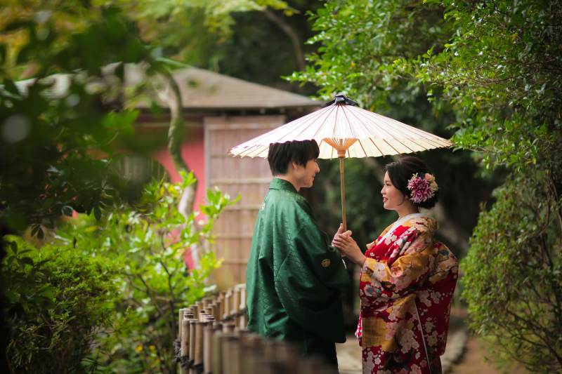 日本庭園で純和風フォト