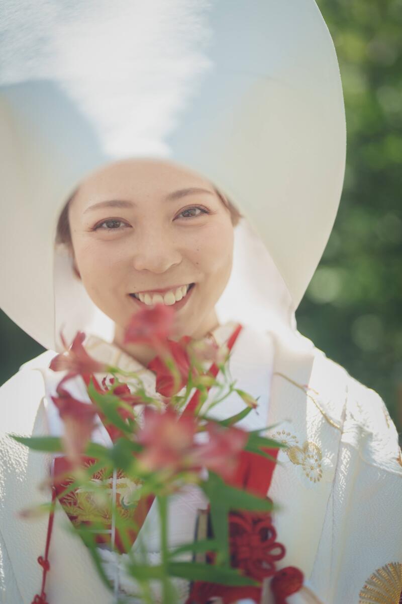 白無垢定番の綿帽子!