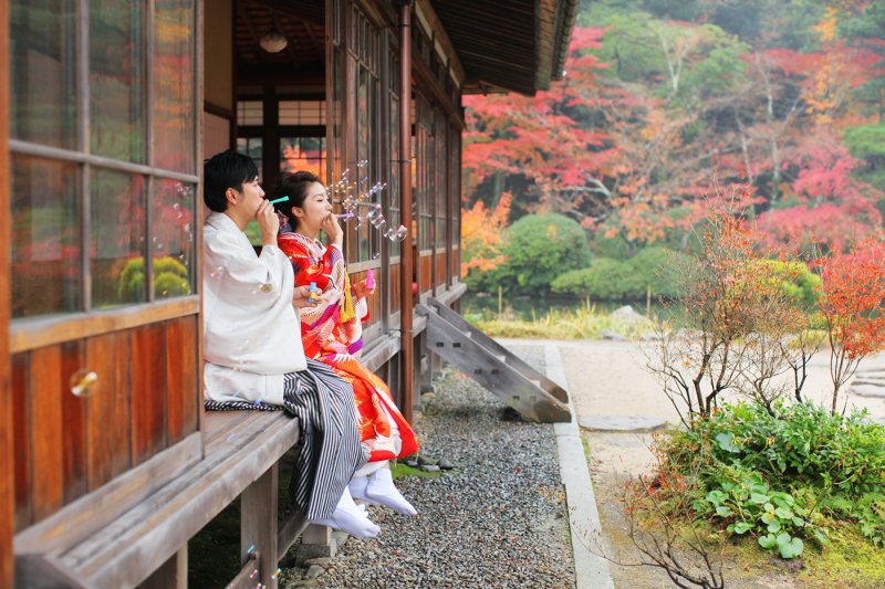 二人でシャボン玉♡