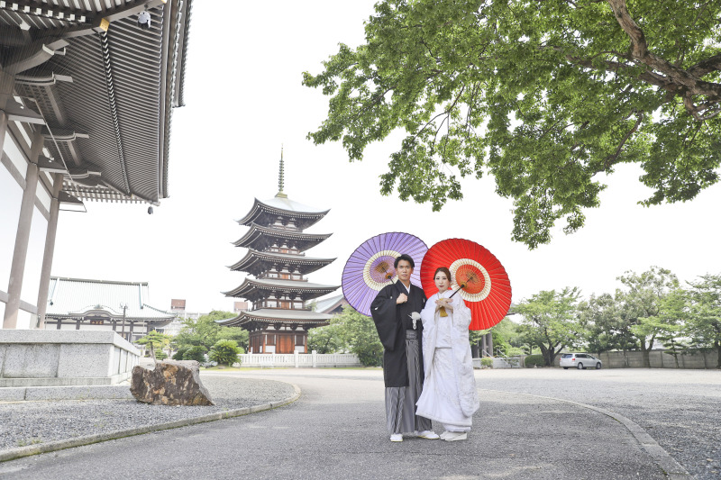 五重塔をバックに