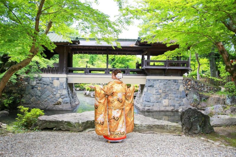 袖を広げる色打掛の華
