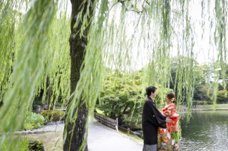 秋の庭園＆海で、和洋装ロケーション
