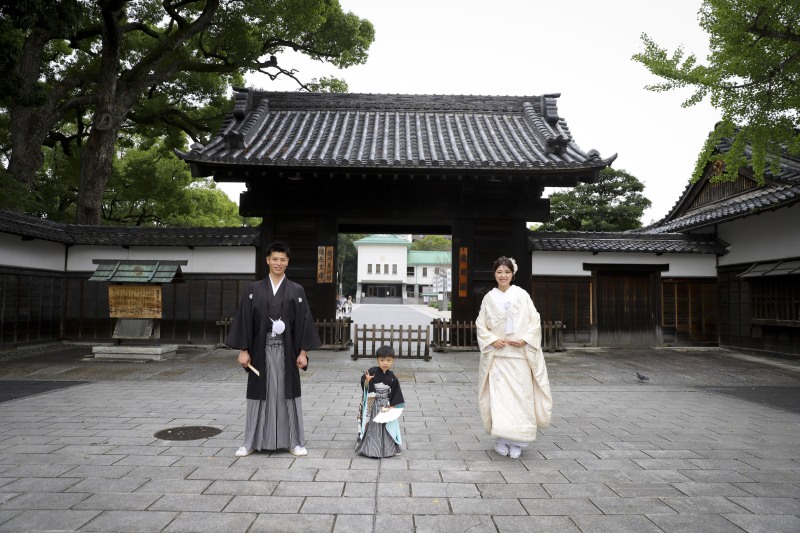お子さんと3人で撮る和装・庭園・白無垢ロケーション撮影