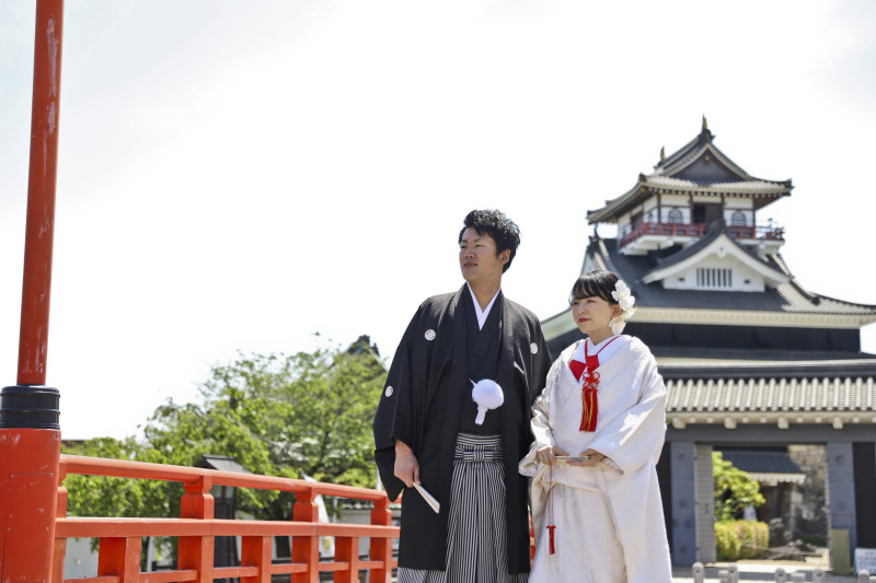 お城と和装で素敵に