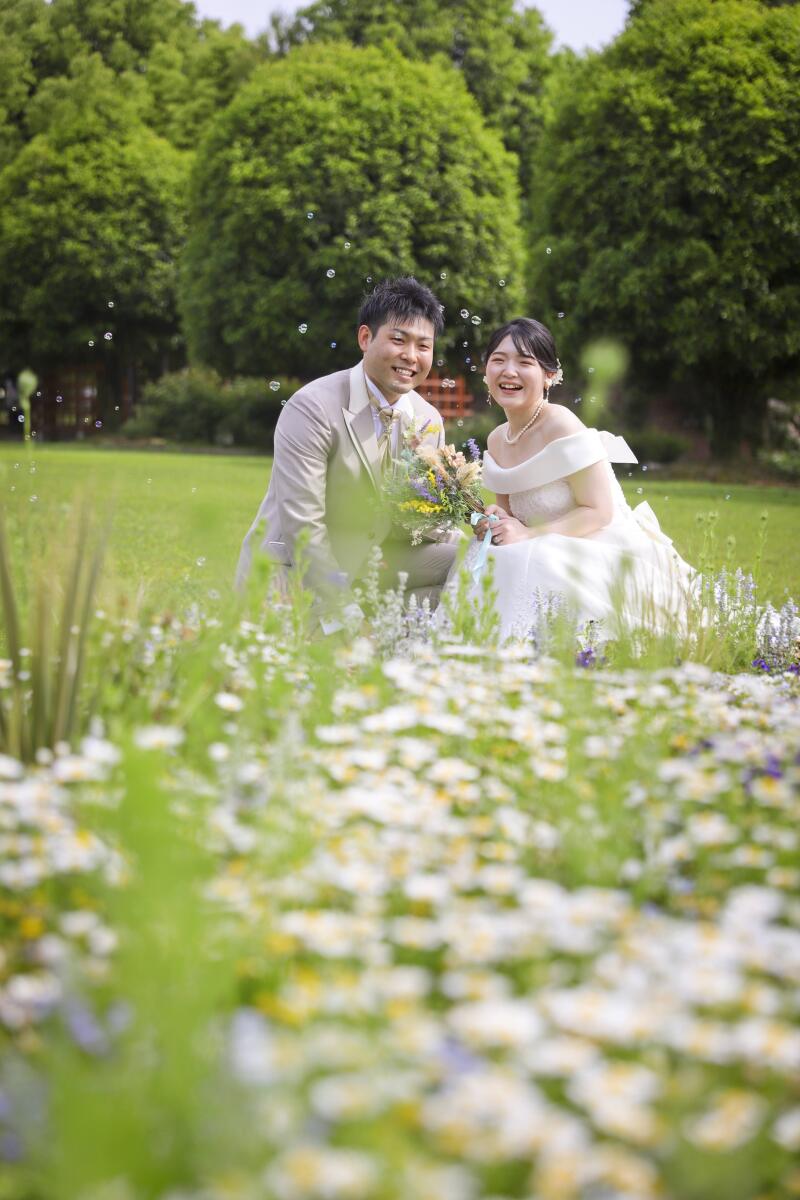 お花越しにニコニコ笑顔いただきました