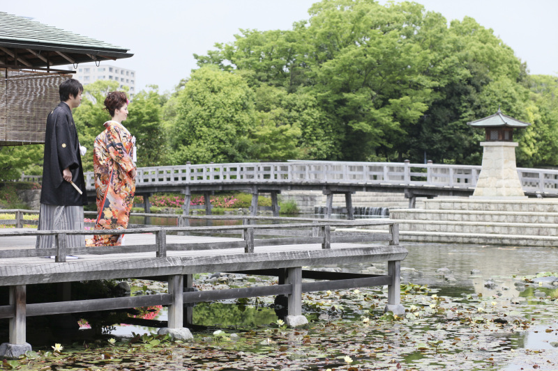 日本庭園×橋×和装