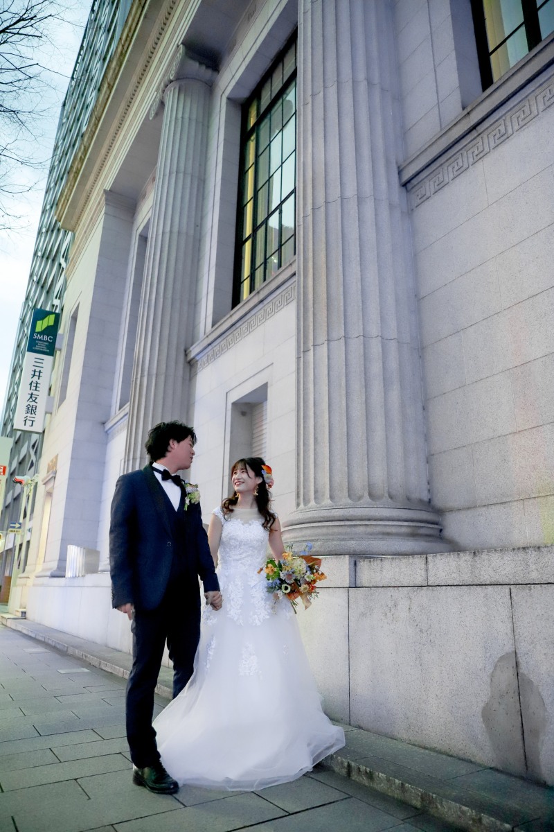 夜の街並みを背景にした撮影