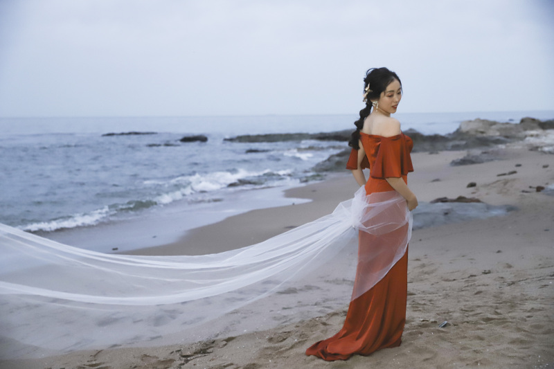 持込のベールを使用した希望カット撮影