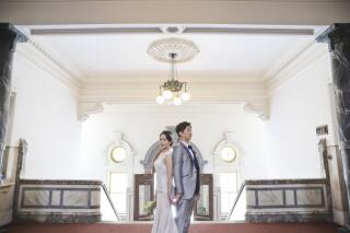 マーメイドドレスでオシャレな洋館でウエディングフォト