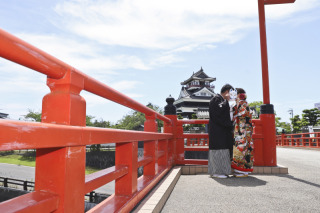 和装でお城を入れたり、和室でゆったりと撮影☆