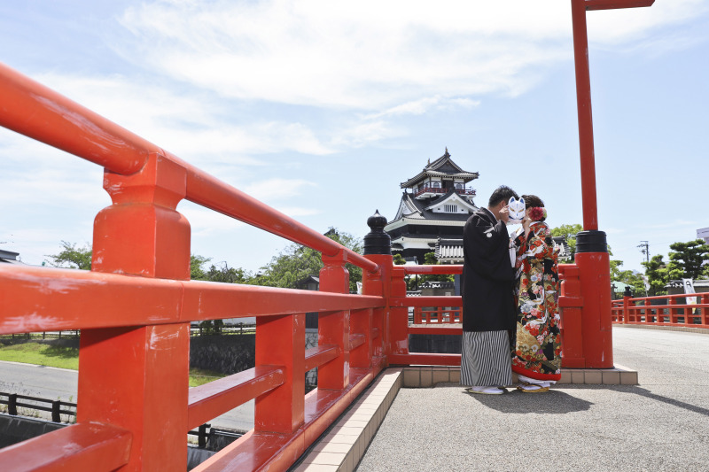 和装でお城を入れたり、和室でゆったりと撮影☆