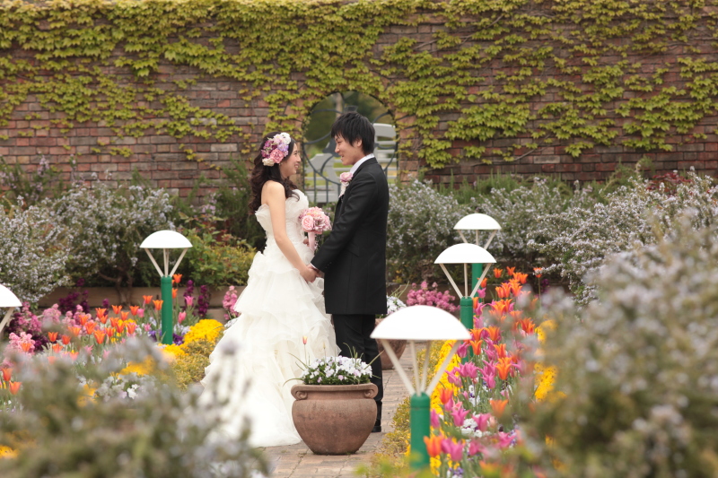 春のお花に囲まれて