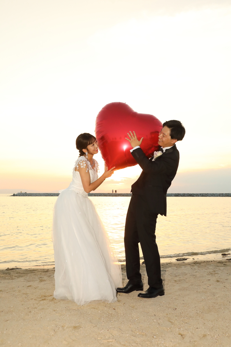 大きなハートの風船