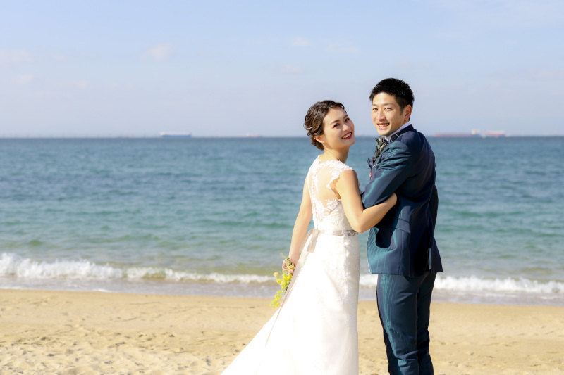 天気の良いりんくうビーチで撮影しました！