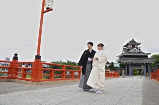 【清洲城】白無垢と和傘が彩る城下町ロケ