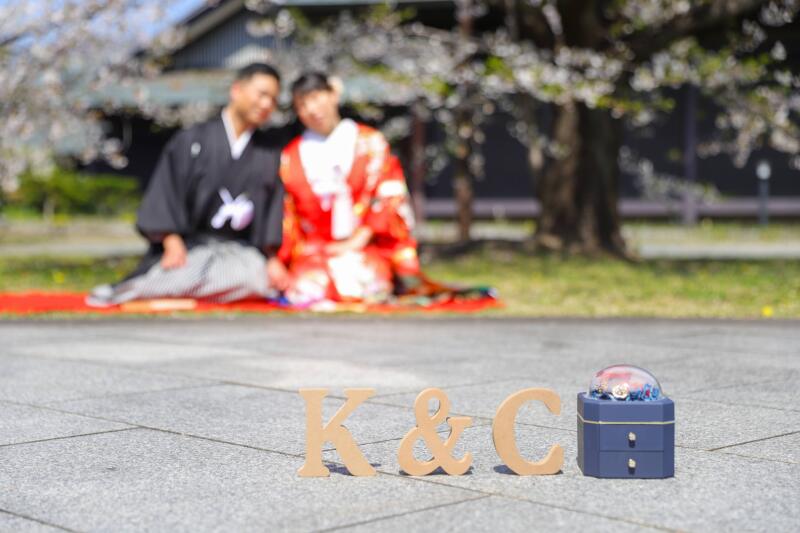 桜の下のK&Cと指輪
