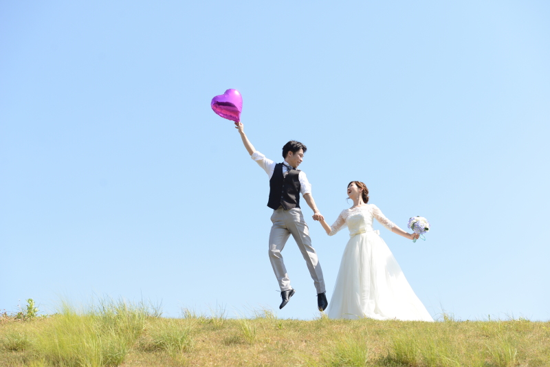 青空×ハートの風船