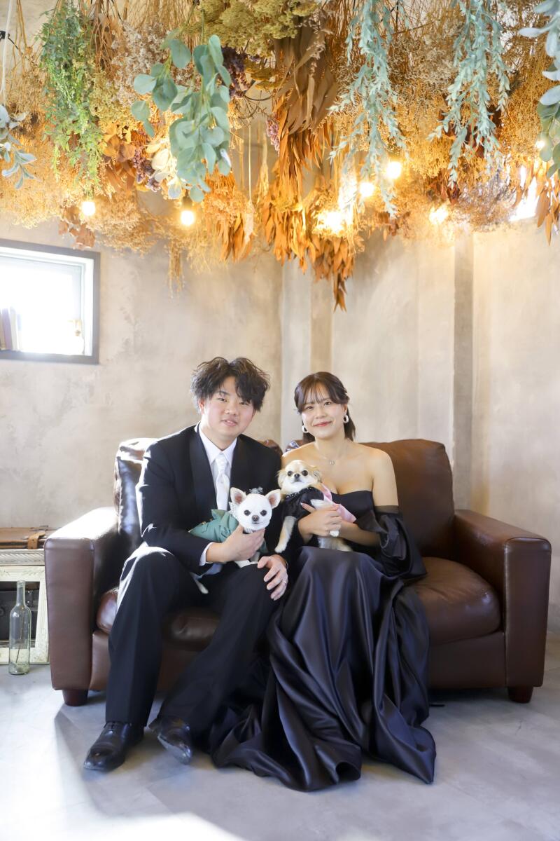 オシャレなスタジオにて愛犬と撮影開始