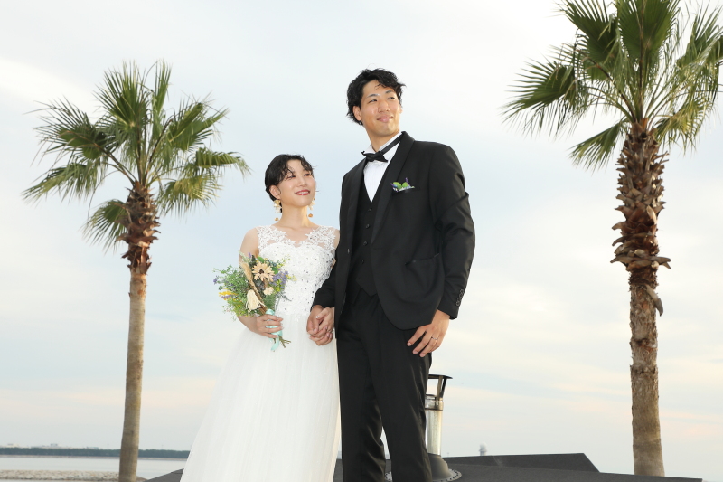 ヤシの木並木の記念ショット