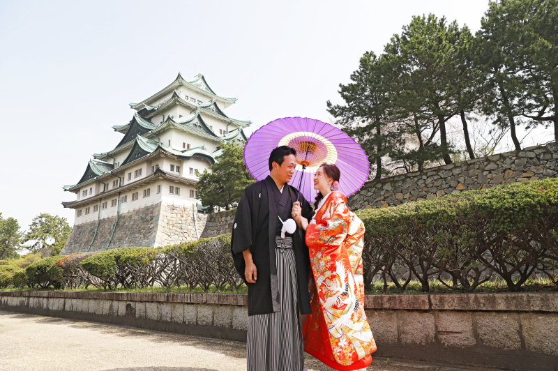 名古屋の名所の名古屋城にて