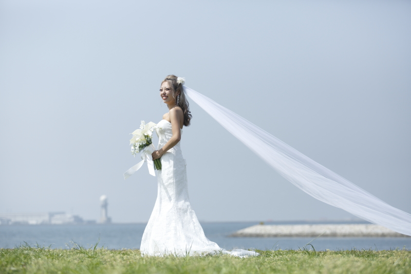 りんくうビーチにて持込のベールを使って