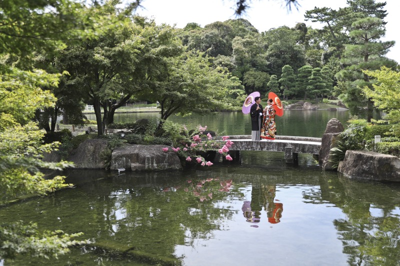 四季を感じる日本庭園での和装前撮り