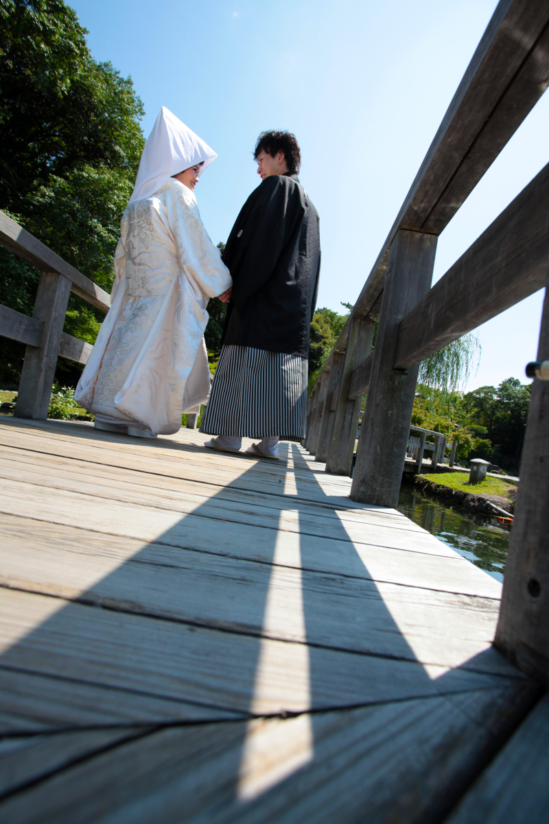 晴天の中での和装ロケーション撮影