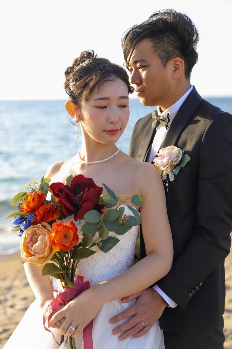 華やかなブーケを添えて