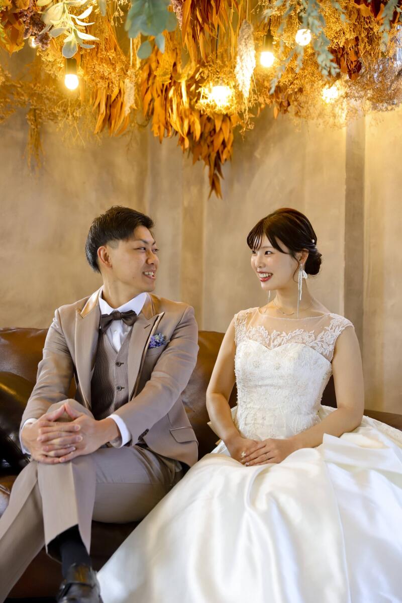 ドライフラワーのセットの下で