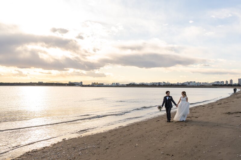 波打ち際をゆったりとお散歩